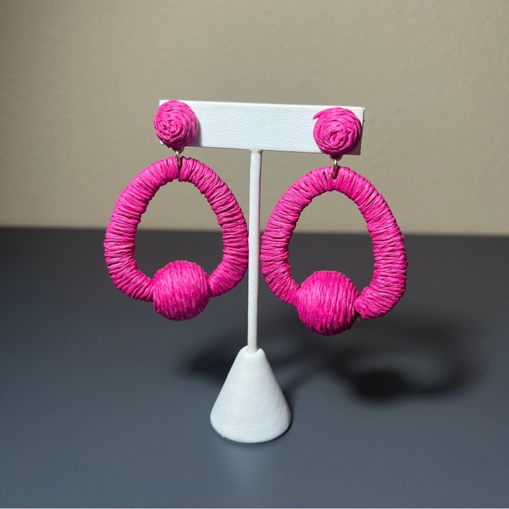 Straw Husk Earrings 3 Pairs Pink Turquoise - Picture 7 of 8